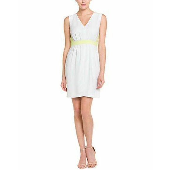 Catherine Malandrino Dress White Green Mini Sz 10‎ - Picture 1 of 8